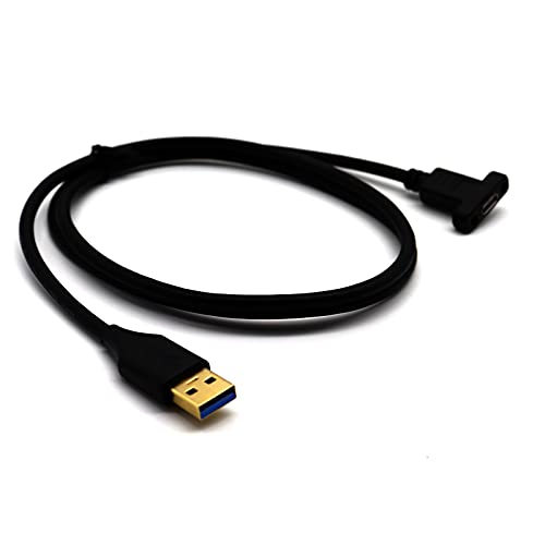 MOTONG USB 3.0 to C USB Кабел, Позлатен USB 3.0 Male to Type C Female Panel with Screw Mount Charging Cable Cord for Laptop/Tablet(1M)