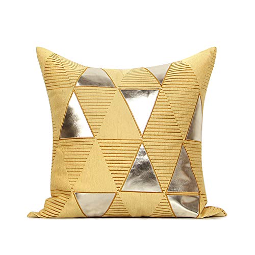 Светла лукс/въздушна възглавница на дивана/жълт триъгълен бродирани квадратна възглавница(50x50 (с фитил),жълт цвят)