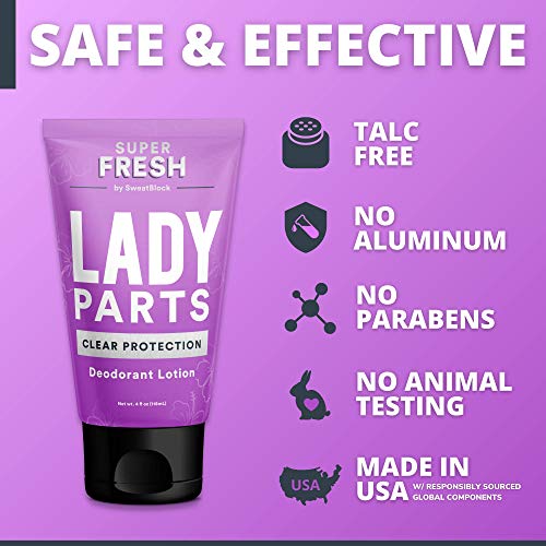 Super Fresh Lady Parts Дезодорант, Лосион - Прозрачна защита (без прах)-За гърдите, за интимните части на тялото, слабините