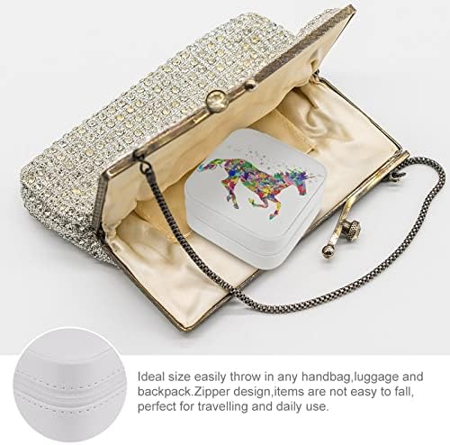 Psychedelic Unicorn Square Пощенски Jewelry Organizer Storage Box Small Travel Display Case for Rings Earrings Necklaces Print