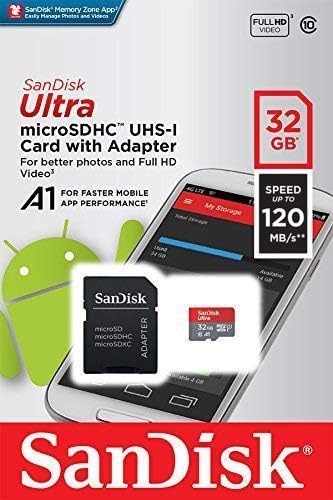Ultra 32GB microSDHC Работи за Micromax X097 Plus Проверени SanFlash и Пясък (A1/C10/U1/8k/120MBs)