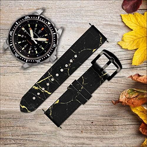 CA0491 Gold Marble Graphic Printed Leather Smart Watch Band Strap for Wristwatch Smartwatch Smart Watch Size (24mm)