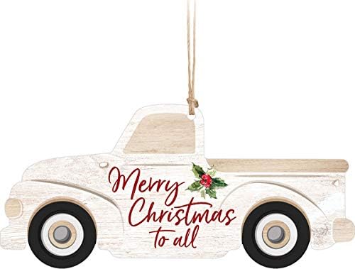 Весела Коледа на всички Камиони Бял 5.2 x 2.4 Дървена Коледна Фигурка Украшение