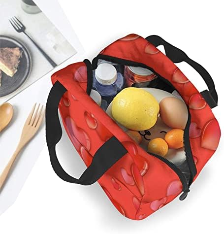 Hearts Свети Валентин Day Lunch Box Tote Bag For Women Е Изолиран Контейнер За Офис Пикник
