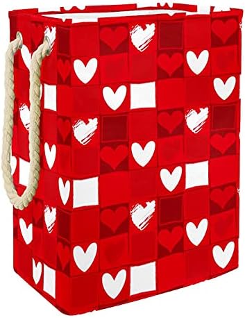 MAPOLO Кошница за дрехи Lover ' s Day Red Heart Сгъваема Бельо Кошница За Съхранение на Бельо с Дръжки Подвижни Скоби Добре Держащиеся Водоустойчива за Дрехи и Играчки Организа