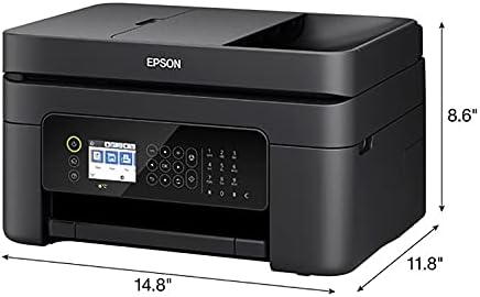 Epson Workforce WF-2850 All-in-One Безжичен цветен мастилено-Струен принтер за Домашния Офис, Черна печат, Сканиране, Копиране и Факс - 10 ppm, 5760 x 1440 dpi, 8.5 x 14, Без полета Автоматична 2-с