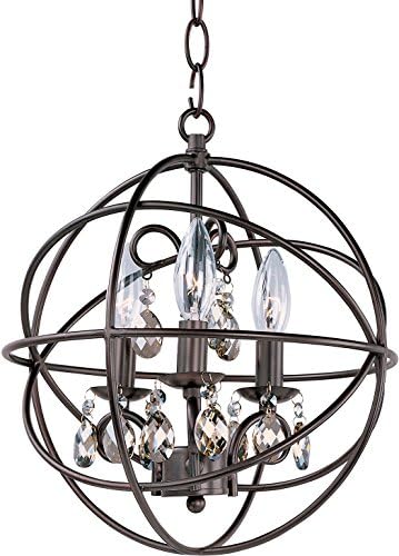 Maxim 25140OI Orbit Metal Frame with Crystal Spherical Pendant Ceiling Lighting, 3-Light 180 Total Watts, 14H x 12W, Oil-Rubber