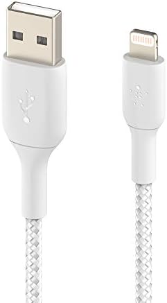 Кабел Belkin за iPhone (сплетен кабел Lightning тествана на 1000+ завои) Кабел Lightning to USB, Пфи-сертифициран кабел