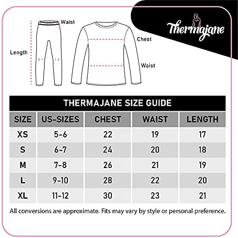 Thermajane гърлс Ultra Soft Thermal Underwear Long Johns Set с Руното Облицовка