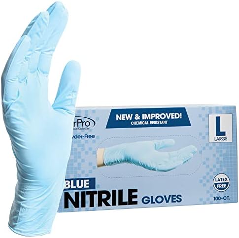 За еднократна употреба нитриловые ръкавици ForPro, Химически устойчиви, Без прах, Без латекс, нестерильные, Безопасни за храните, 4 на хиляда, Черни, Големи, 100 грама