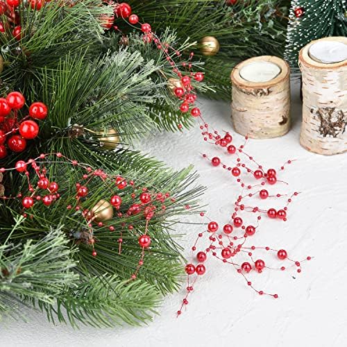 Lvydec 13ft Коледно Дърво, Мъниста Гирлянди, Украса, Разнообразни Размера Мъниста Гирлянди, Червени Мъниста Верига за Коледа направи си САМ Украса на Празнични Вечерни ?