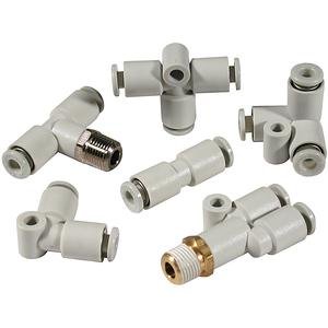 SMC KQ2ZD13-36AS PBT & Brass Push-to-Connect Tube Fitting with Sealant, Double Branch Universal Elbow, 1/2 Тръба OD x