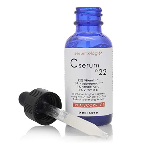 serumtologie Vitamin C Serum - 22% Vitamin C serum for Face & Skin-Богата на антиоксиданти формула с 5% хиалуронова киселина, 1% феруловой киселина-1,15 грама