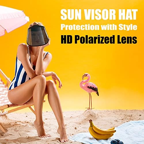 TRIKTON Sun Visor Hat with HD Polarized Lens, Защита на Анти-UV Visor, Adjustable Sweatband, Открито, Голф, Тенис, Beach,