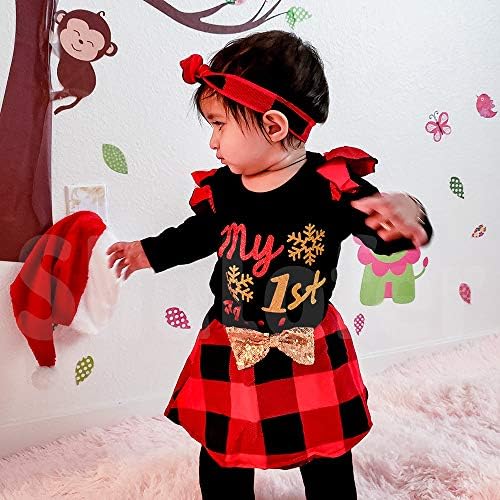 Shalofer Baby Girl My First Коледа Bodysuit Newborn Xmas Gift Clothing Sets
