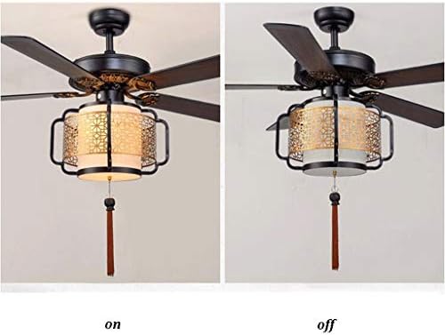 вентилатор с осветление Китайски вентилатор на тавана Светлина Дневна Спалня Фен Светлина Дървен лист Тъпо Led осветление