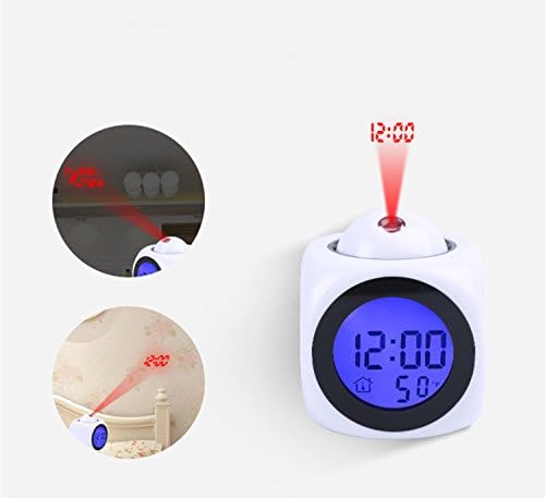 Прожекционен будилник Wake Up Спалня с Функция за показване на Данни и температура, Led Проекция на Стени/таван,Настройка