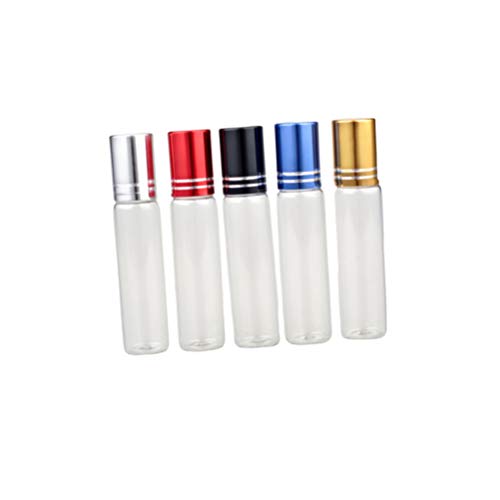 Exceart 5pcs Glass Roll on Bottles Refillable Essential Oil Roller Bottles with Stainless Steel Roller Balls for Essential