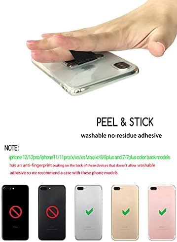 WUOJI - Finger Strap Phone Holder - Ultra Thin Anti-Slip Universal Cell Phone Grips Band Holder for Back of Phone - 2Pack(черен)