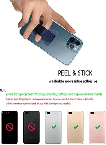 WUOJI - Finger Strap Phone Holder - Ultra Thin Anti-Slip Universal Cell Phone Grips Band Holder for Back of Phone - 2Pack(Dark