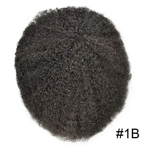 ЛИЦЕ MIRACLE Men 's Toupee For Black Men Afro Къдрава African American Wigs, Hair Unit 8x10 Invisible Full Поли Skin ПУ