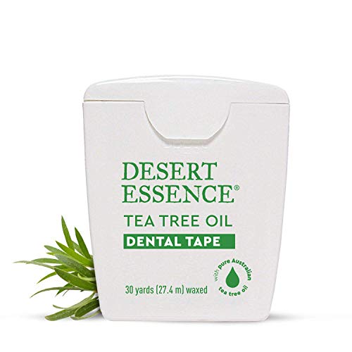 Desert Essence Tea Tree Oil Грижи за Tape - 30 ярда - Опаковка от 12 - Натурален восък с Пчелен восък - Дебел конец за зъби, Без да налита на бой на лентата На движение - Премахва остатъц
