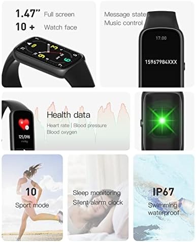 hhscute Smart Watche,1.47 Пълен Екран на Смарт Часовници за жени Смарт Часовници за iPhone Съвместима Водоустойчива IP67 Спортни часовници, Подаръци за мъже (черен)