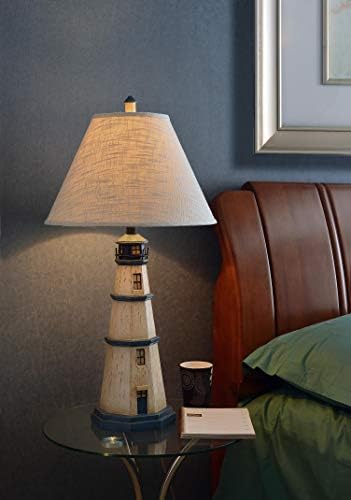 Настолна лампа Kenroy Home Ежедневни ,Височина 31 инч, с Диаметър 16 см с антични Бяла тапицерия