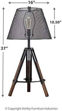 Корпоративна дизайн Ashley - Настолна лампа Leolyn с метален абажуром - Регулируема височина - Черен/Кафяв