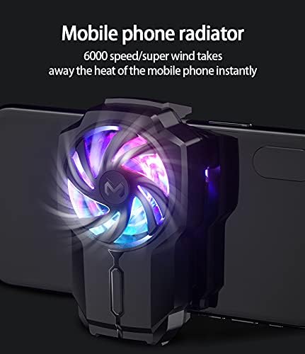 QIUQIAN New FL05 Cell Phone Cooler, 700mAh Mobile Phone Radiator, Mobile Phone Cooler with 6000 Speed, 3-Speed Adjustable Wind Power, Colorful Lighting