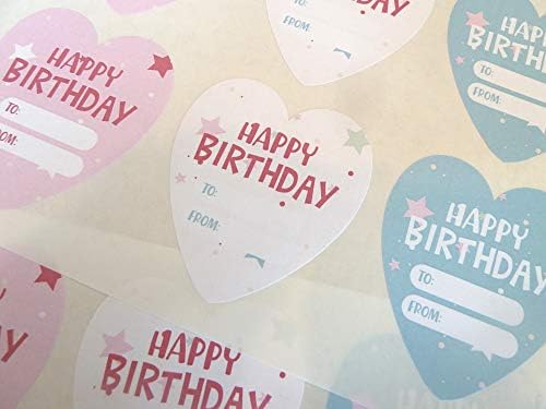 Честит рожден ден на Сърцето Gift and Present Labels, Цветни Самозалепващи Етикети за Картички, Пликове, Занаяти, Накити