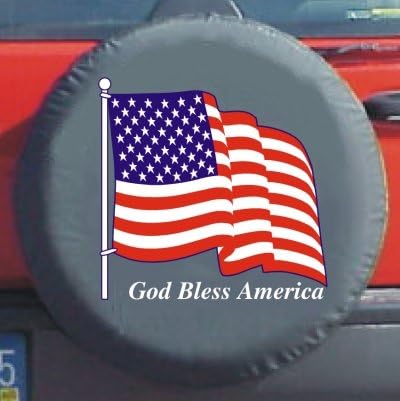 Обтягивающая черна капачка резервна гума бънджи P245/75R16, LT31/10.50R15 (о, Боже, благослови Америка и американския флаг)