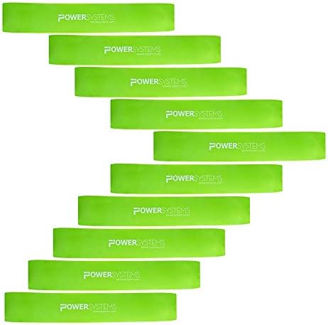 Power Systems Versa Линии Light Resistance Exercise Workout Strength Training Bands, Lime Green (10 Pack)