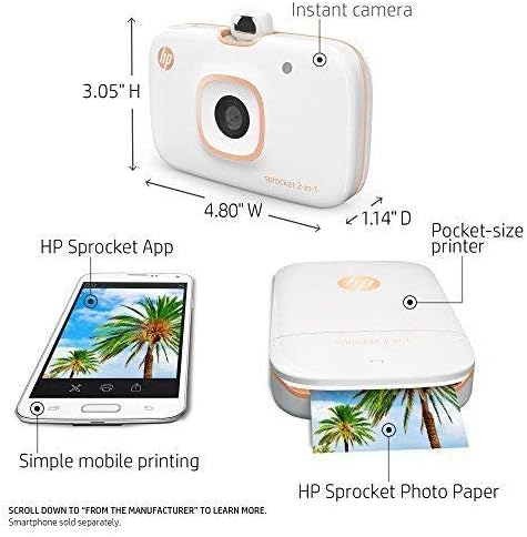 HP Sprocket 2-in-1 Instant Camera & Pocket Photo Printer Пакет,8GB SD Memory Card &Adapter + Travel case+ Photo Paper