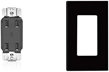 Leviton USB4P-E 4.2-Amp High Speed 4-Port USB Charger, Черно с безвинтовыми стената плочи, 4-Pack