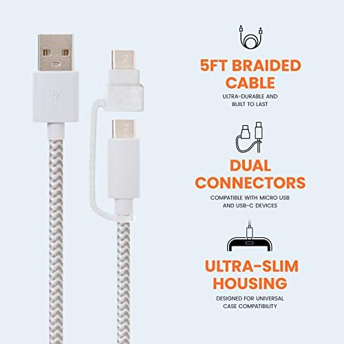 Helix Emerge White 5ft USB-A-USB-C кабел с адаптер Micro USB (ETHACMWT)