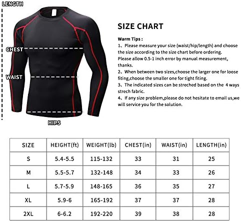 Мъжки Компресия Ризи с Дълъг ръкав Base-Layer Cool Dry Workout Shirt Trainning Атлетик Running Tops