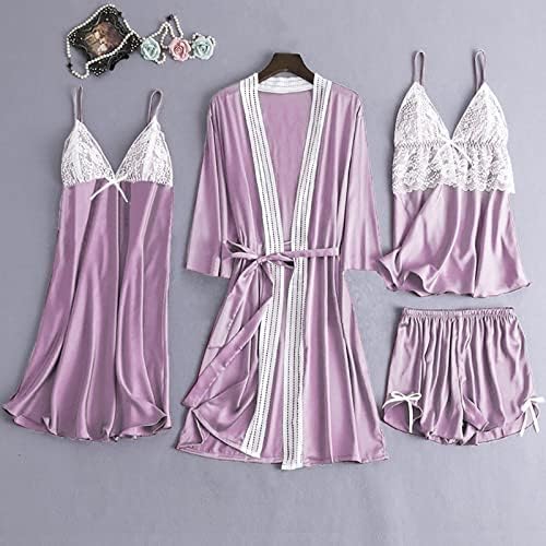 Purple Conjunto de camisón transparente Floral против Chaleco deslizante de Encaje para Mujer 640 X-Large
