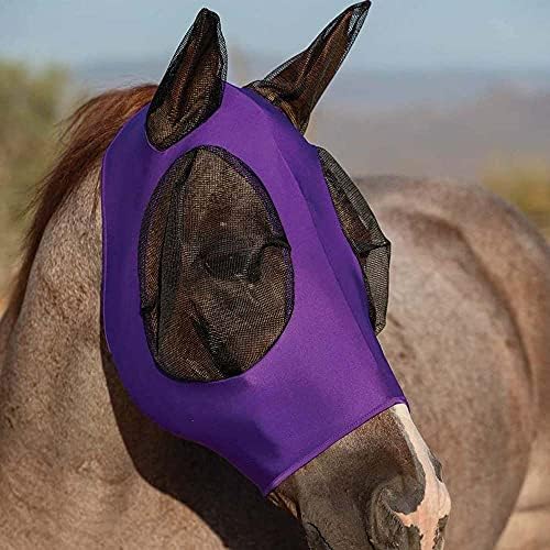 Sunton Fly Mask за коне с ушите Дишаща Малки окото и не переносящая топлина (лилаво)
