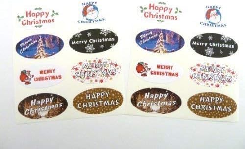 Minilabel Mini Sticker Pack, 16 Коледни Овални на Етикети с Печат, Етикети За Подарък опаковки, Картички
