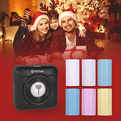 Aibesy PeriPage Mini Pocket Wireless БТ Thermal Принтер Picture Photo Label Memo Receipt Printer Paper with USB Кабел 6 Rolls Thermal Paper Support for Android, iOS, Windows Smartphone