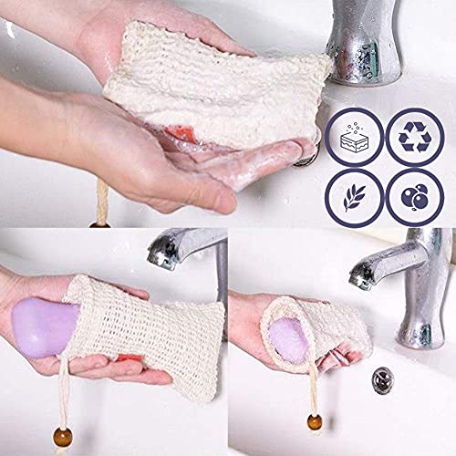 Ampelloo Soap Exfoliating Saver Bag, Natural Sisal Soap Saver Mesh Pouch 6 Pack 3 Style for Bath & Shower Use