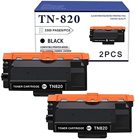 2-Pack Черен TN820 TN-820 Тонер касета, Съвместима Замяна за Brother MFC-L5700DW L5800DW L5900DW L6800DW L6900DW HL-L6200DW/DWT
