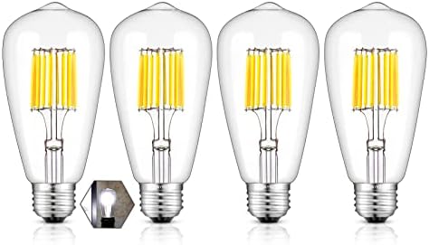 OMAYKEY 10W LED Edison Bulb 5000K Daylight White, 100W Equivalent 1000LM, E26 Medium Base ST64 Vintage Edison Light Bulbs, 360 Градусов Ъгъл на гредата, Не Диммируемая Версия, 4 Опаковки