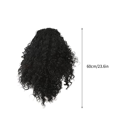 MIANHT 1 x Дълга къдрава коса,Женски Предни Завързана Перука,Черна Перука Моделиране Къдрава Коса със Средна дължина,