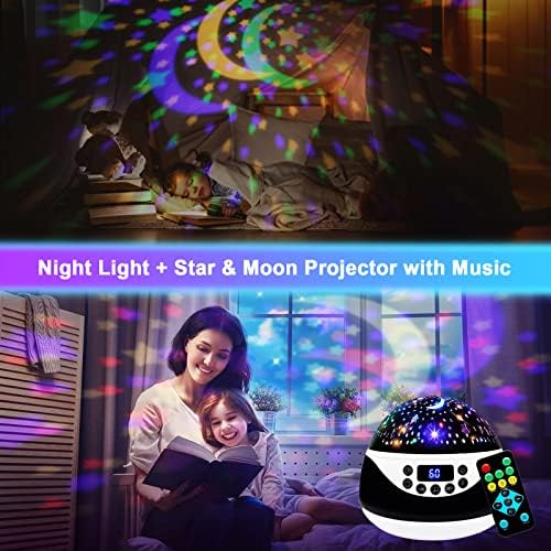 Детски лека нощ Проектор Спалня,Детска нощна светлина на Проектора с музика,Дистанционно управление и Таймер ,Звезден
