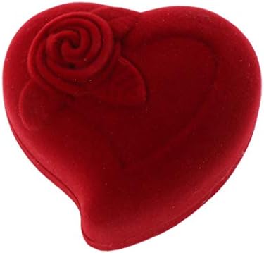 SimpleLif Пръстени Кутия с Кадифе Дамски Бижута Подарък Кутия Пръстен Дисплей на Скоростната Калъф Тава с Форма на Сърце Червена Роза Цвете Кутия за Бижута Дисплей