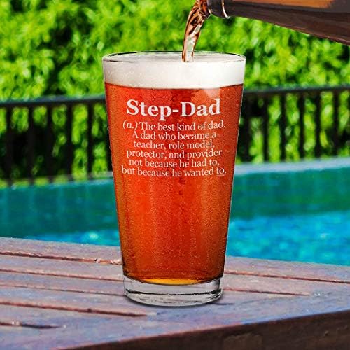 Shop4Ever Step-Dad Definition Выгравированное Пивное Пинтовое Стъкло за Баща Бонус Dad