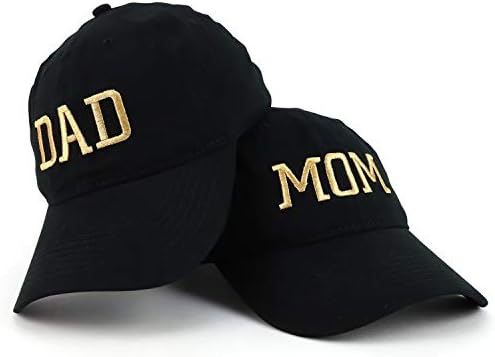 Моден Магазин за дрехи Capital Gold Thread Mom and Dad Soft Cotton 2 Pc Cap Set