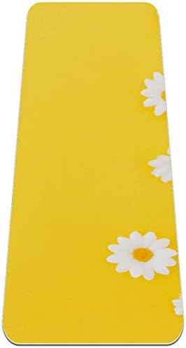 Unicey Yellow Daisy Pattern Yoga Mat Дебели Нескользящие Постелки за Йога за Жени и момичета, Подложка за упражнения Меки